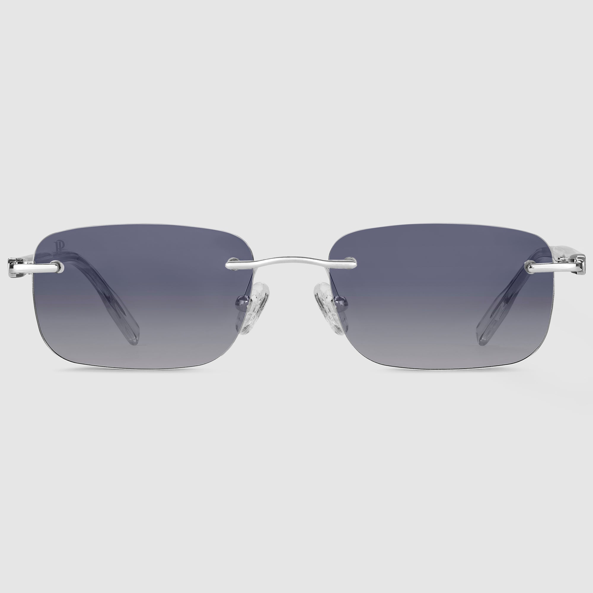 Asteria Midnight Unisexbrille in Silber – Randloses Design mit photochromen Gläsern in der Frontansicht