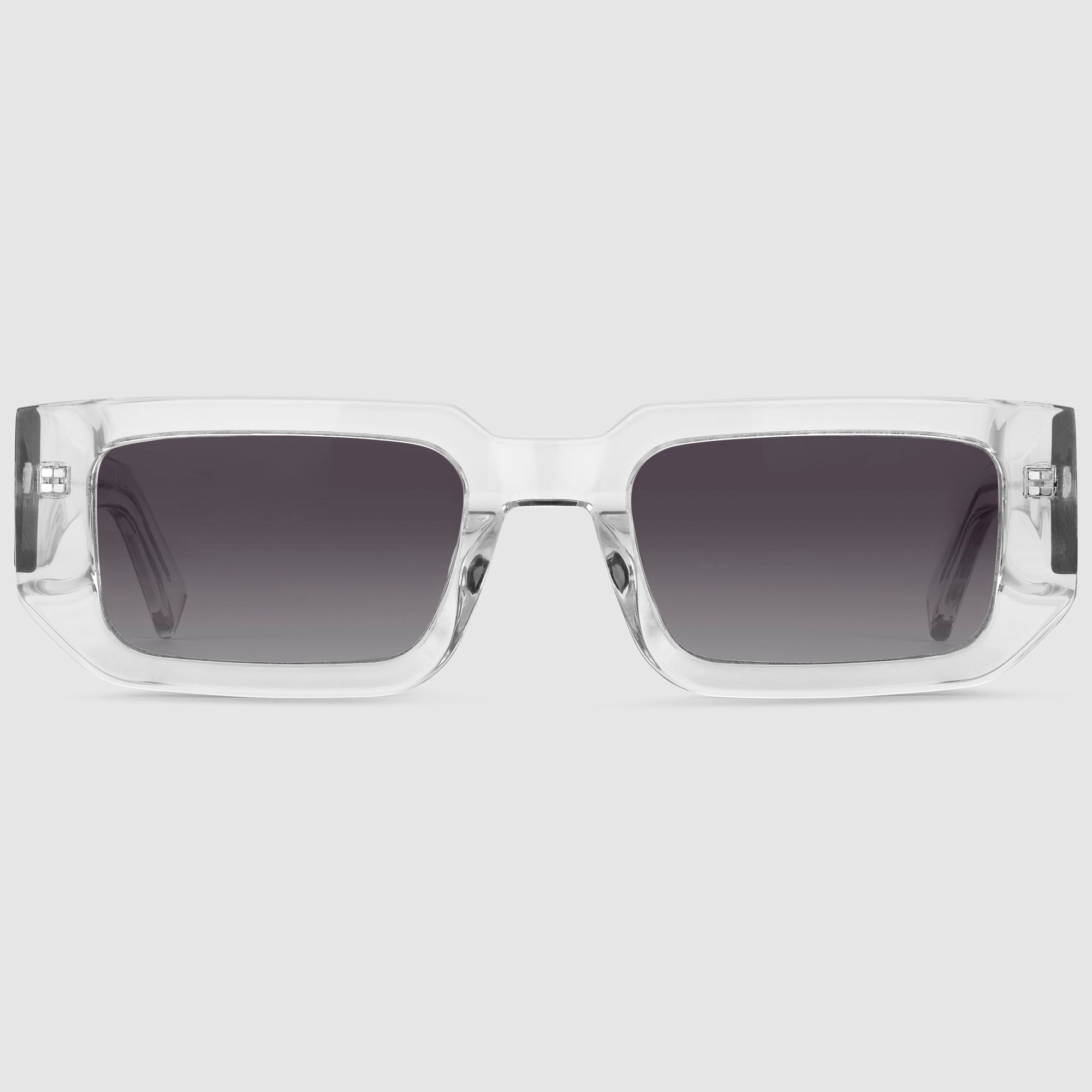 Galaxsos Midnight Unisexbrille in Silber  Frontansicht mit transparentem Rahmen und photochromen Gläsern.
