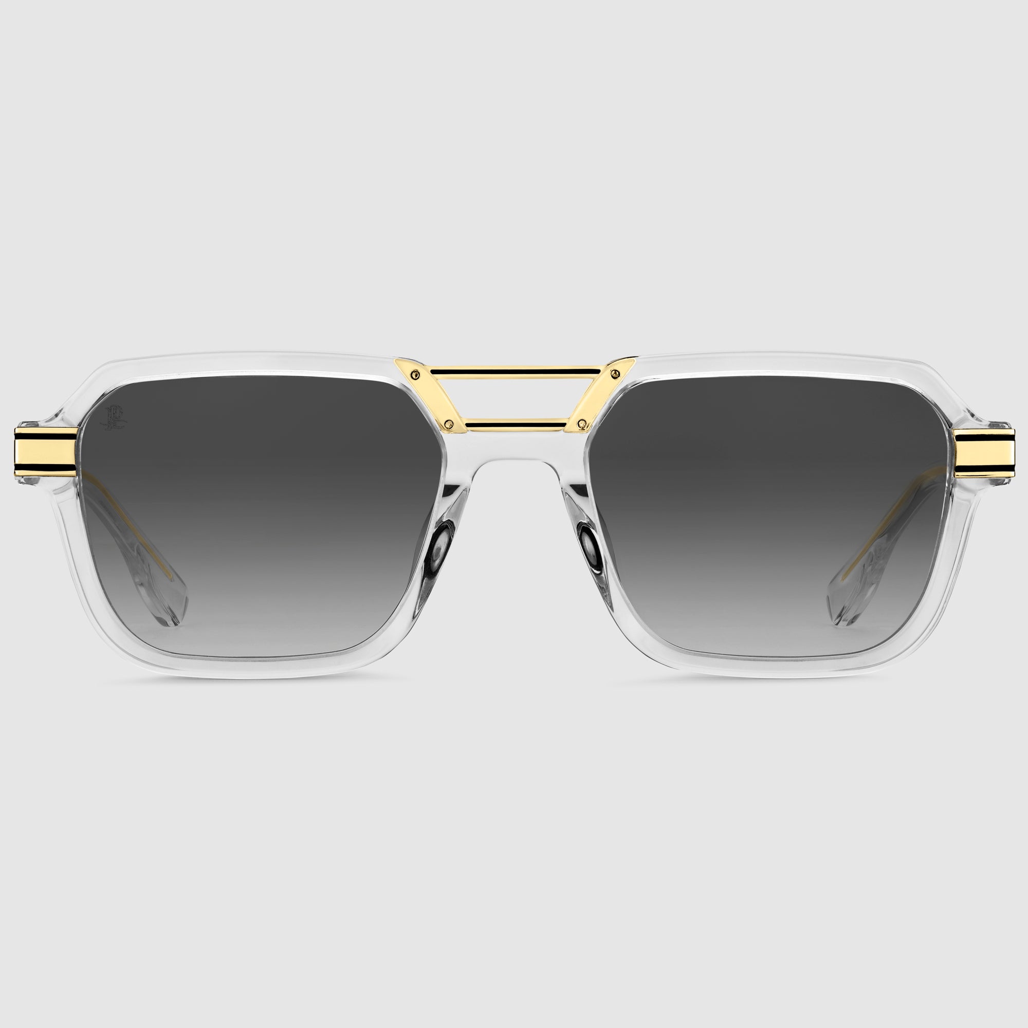 Nebula Midnight Herrenbrille mit transparentem Rahmen und goldenen Akzenten – Frontansicht mit photochromen Gläsern